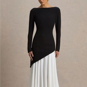 Club L London Black and White Asymmetrical Dress